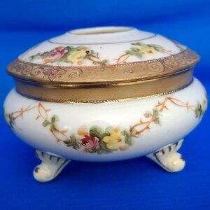 Vintage Nippon Porcelain Hand-Painted Hair Receiver